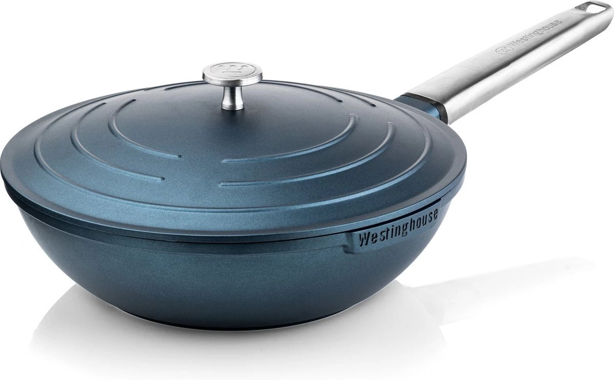 Westinghouse Performance Series - Wokpan Inductie - 28cm Luxe Wok Met Deksel - Blauw - Geschikt Voor Alle Warmtebronnen 3 Westinghouse Performance Series - Wokpan Inductie - 28cm Luxe Wok Met Deksel - Blauw - Geschikt Voor Alle Warmtebronnen