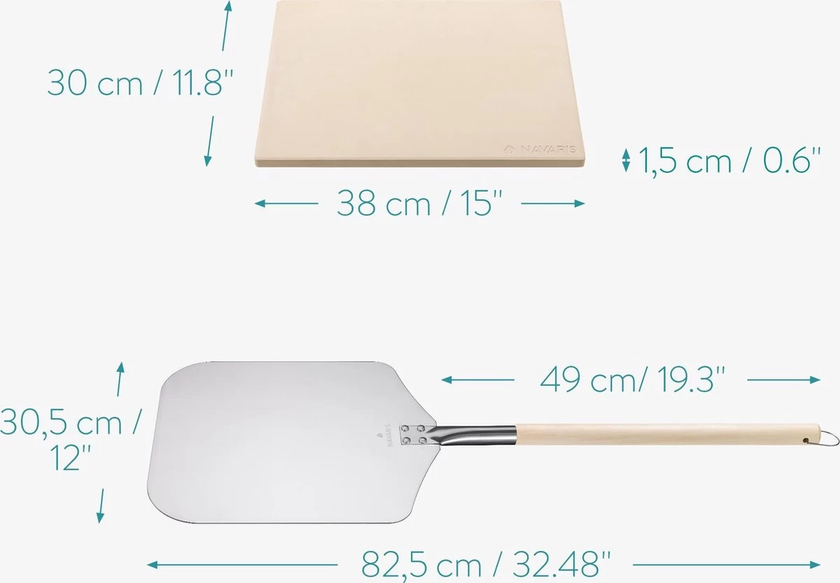 Navaris Pizzasteen XL Voor Oven En Barbecue - Rechthoekige Pizzaplaat 38 X 30 Cm - Inclusief Pizzaschep Met Extra Lang Handvat En Receptenboek 4 Navaris Pizzasteen XL Voor Oven En Barbecue - Rechthoekige Pizzaplaat 38 X 30 Cm - Inclusief Pizzaschep Met Extra Lang Handvat En Receptenboek - Afbeelding 3
