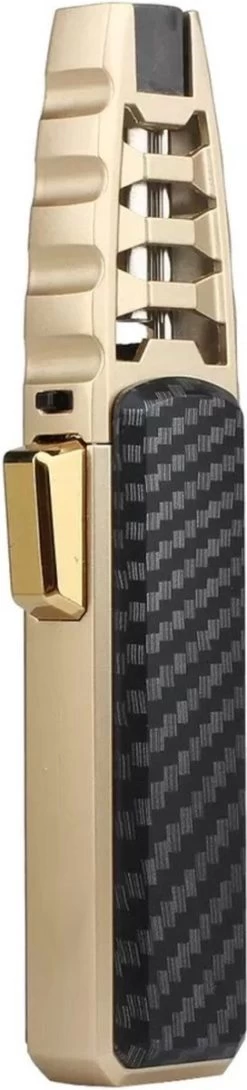 Merkloos Turbo Jetflame Aansteker - Gasbrander - Vuurwerk Torch - Crème Brûlée Brander - BBQ En Sigaren Aansteker - Windproof - Carbon Met Goudkleurige Metalen Behuizing -Beste Thuiskeuken 272x1200 1