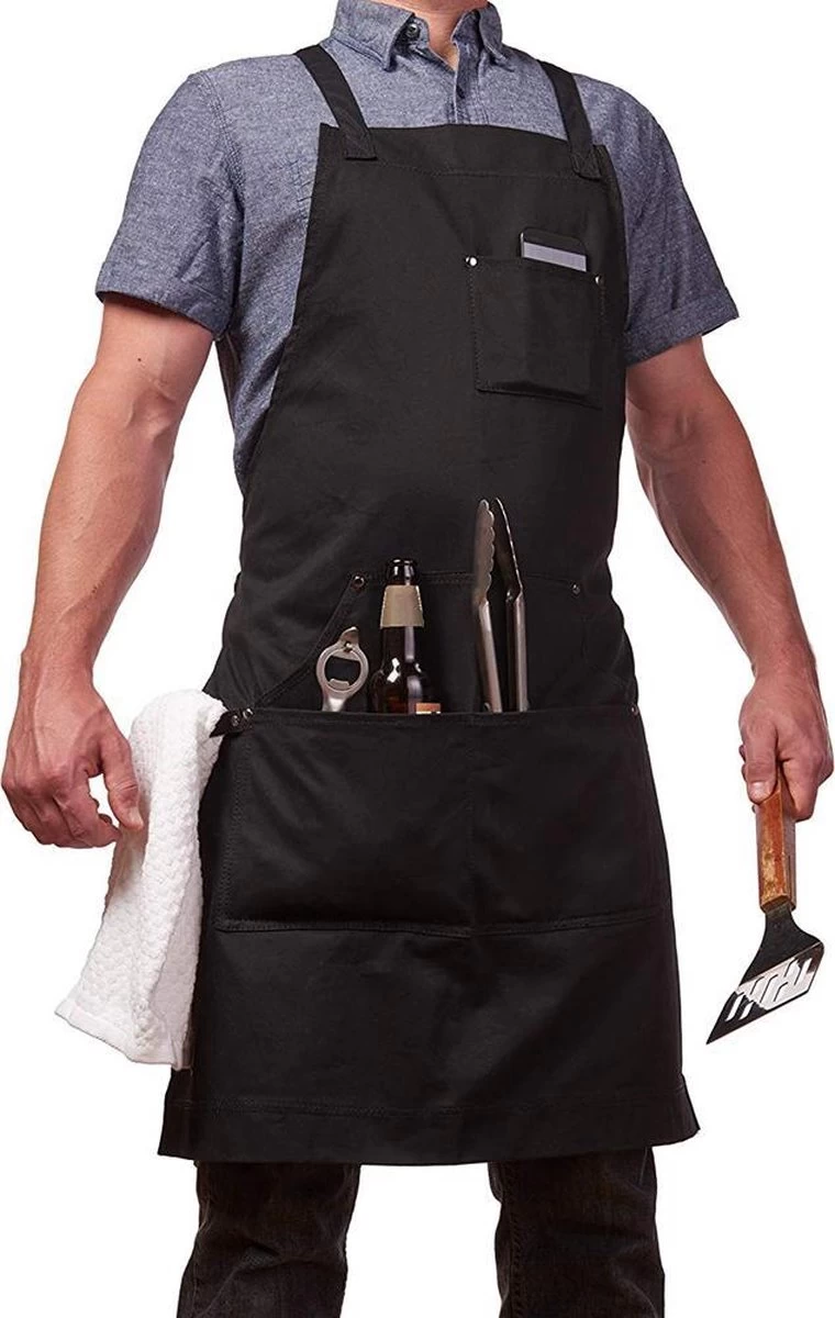 BBQ Schort - Professioneel - Schort - Zwart - Keukenschort - Kwaliteit - Garantie - 68 Cm X 86 Cm 3 BBQ Schort - Professioneel - Schort - Zwart - Keukenschort - Kwaliteit - Garantie - 68 Cm X 86 Cm